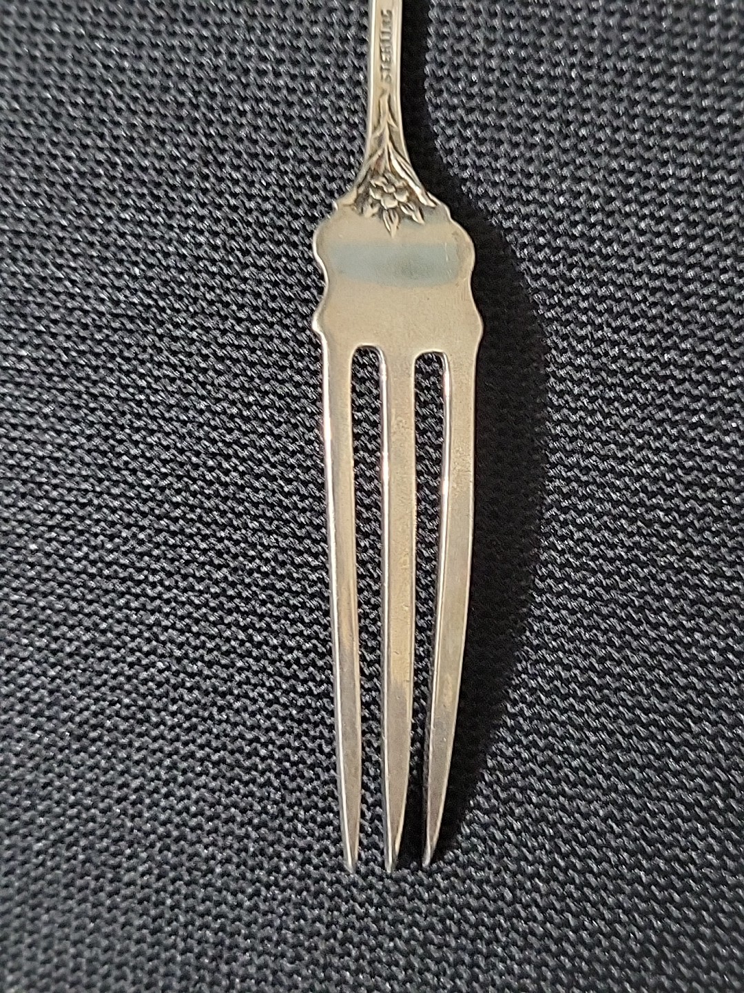 Antique Hamilton & Diesinger Sunflower Sterling Silver Lemon Fork 13g