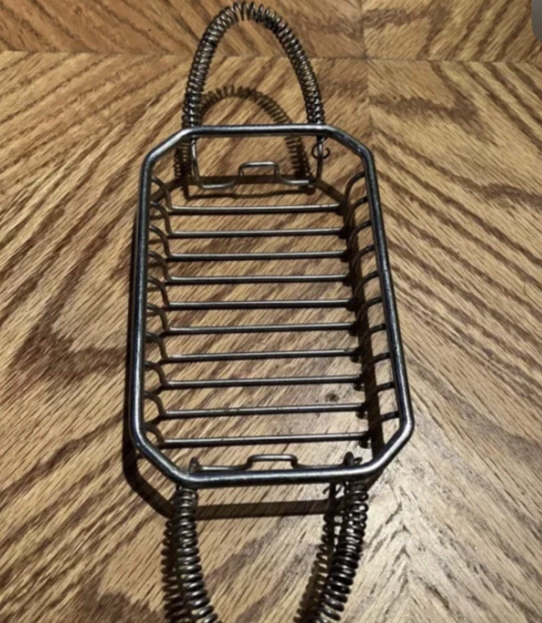 Vintage METAL SOAP HOLDER Bathroom dish Hardware wire shower nickel ART DECO