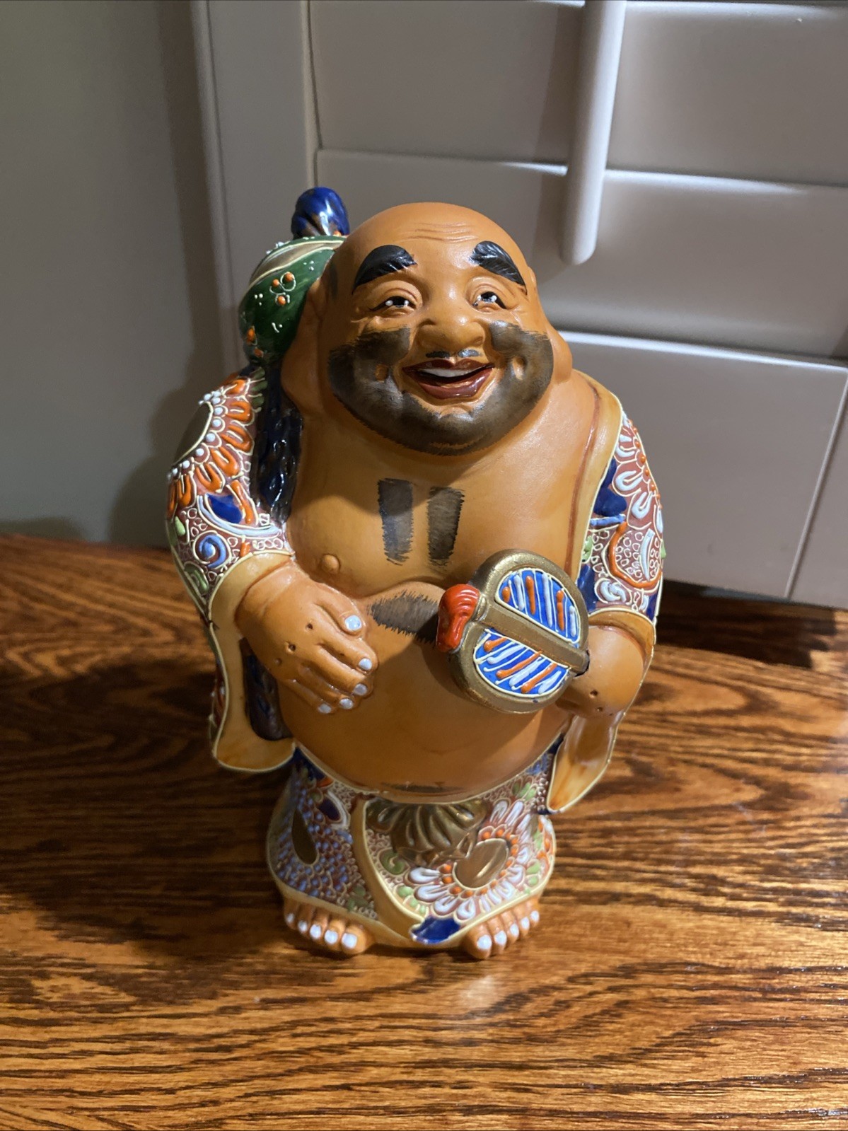 Japanese Antique HOTEI KUTANI 九谷焼 Okimono Buddha Statue Ornament