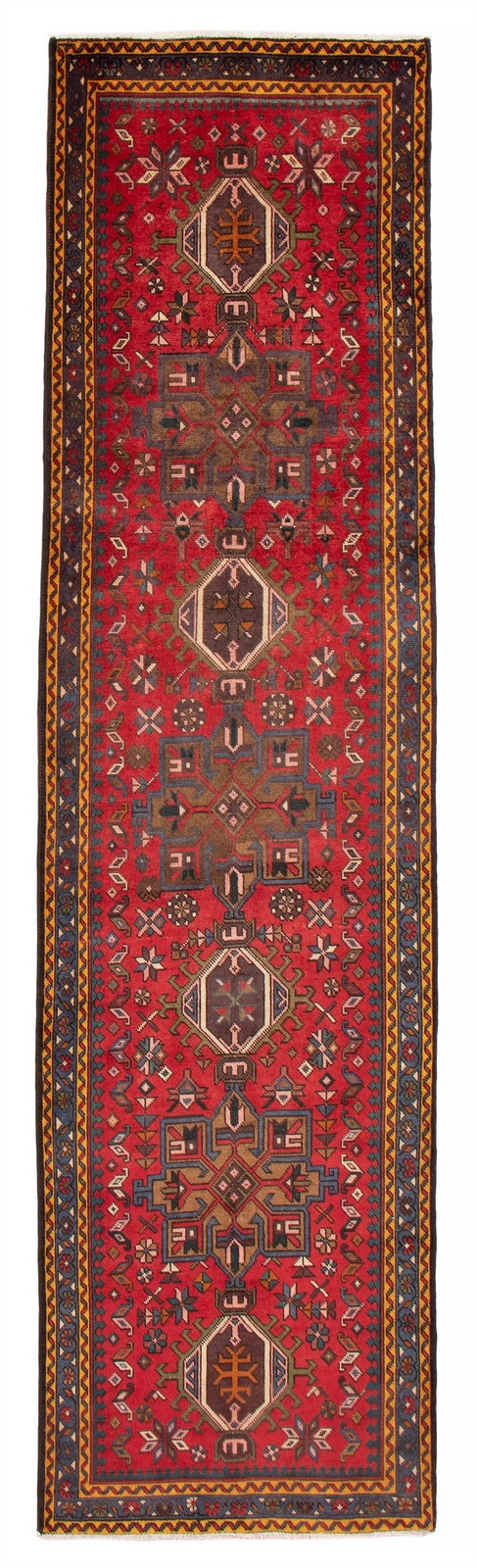 3’5″ x 12’10” Vintage Hand-knotted Runner Rug Traditional Oriental Wool Carpet
