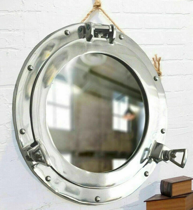 Nautical Porthole Mirror Round Aluminum Ship Window Wall Décor Vintage Style