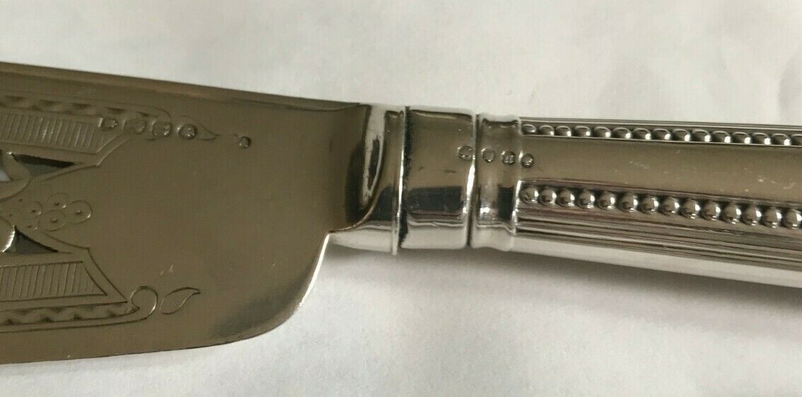 Antique England G. ADAMS Engraved Sterling Silver Fish Slice, Fork Serving Set