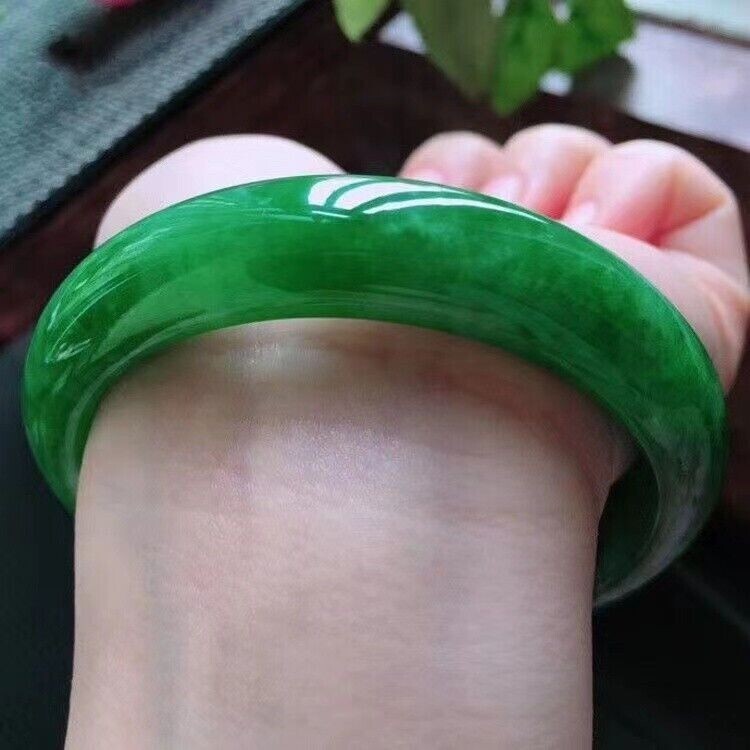 Certified Natural Grade AAA Icy Green Burmese Jade jadeite bracelet bangle 60MM