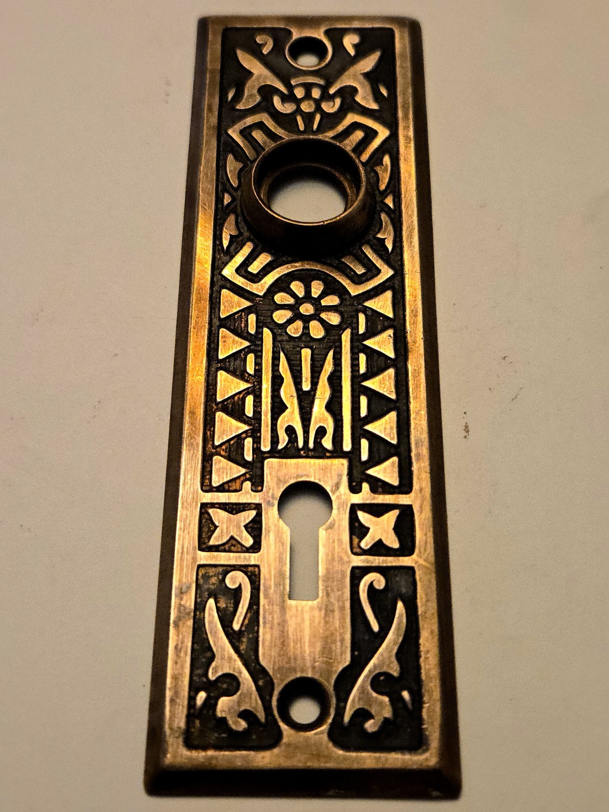 Antique Eastlake Brass Door Backplates 5.5″ Victorian Hardware (3 Available)