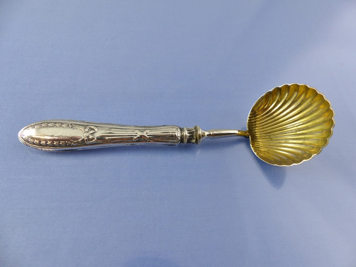 VICTORIAN CREAM or SAUCE LADLE GOLD WASHED hollow handle BY ESTONIA maker