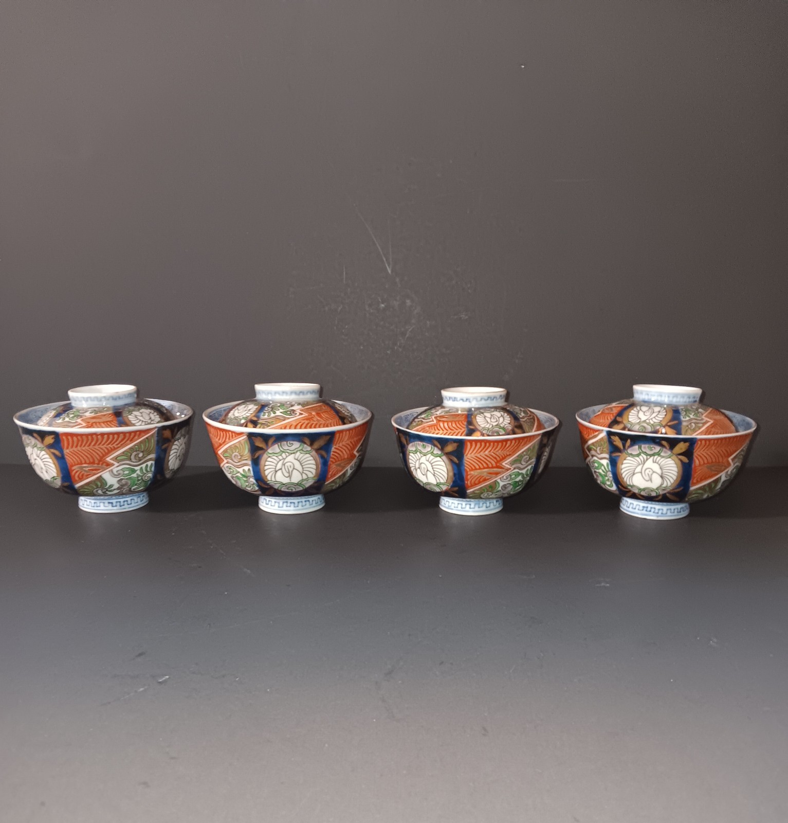 Antique Japanese Meiji Period Imari Rice Soup Bowls 4 1/4 Inch 19th Century 8 Pc
