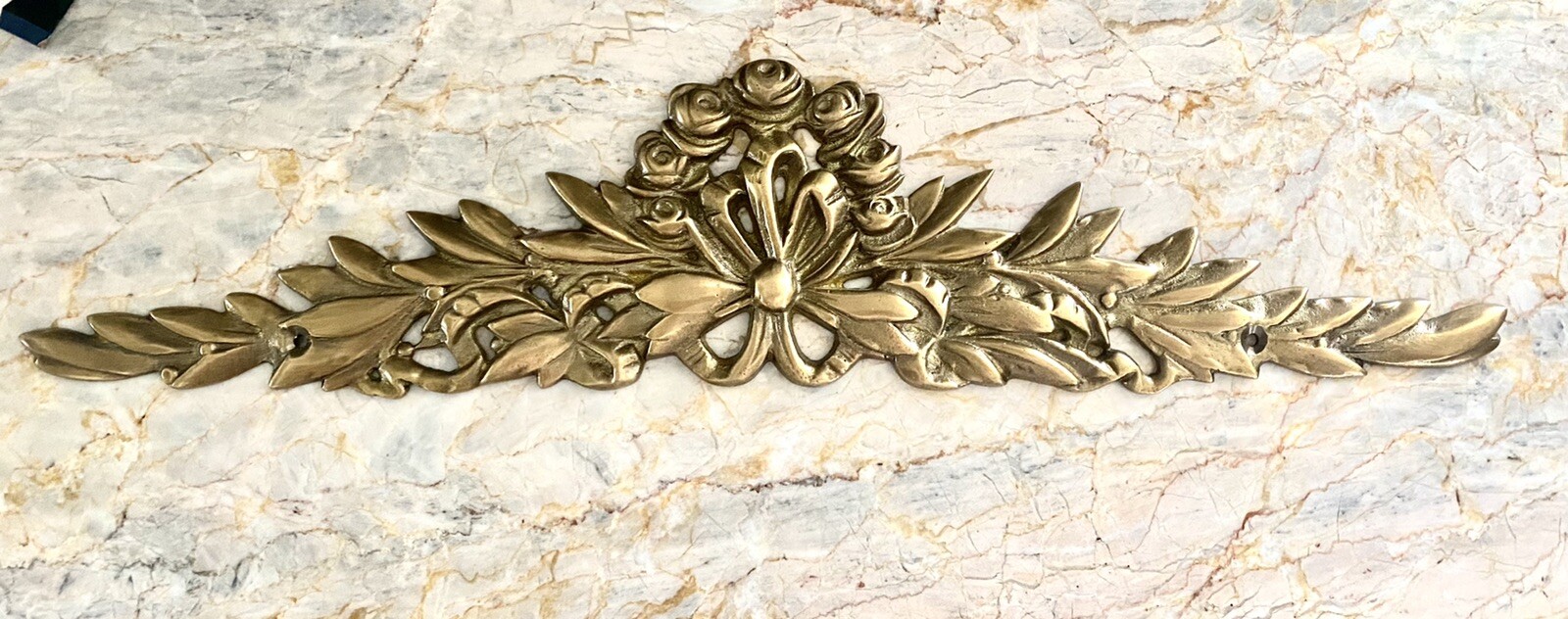Solid Brass Furniture Appliqué – French – 15.5” Long ~ Vintage