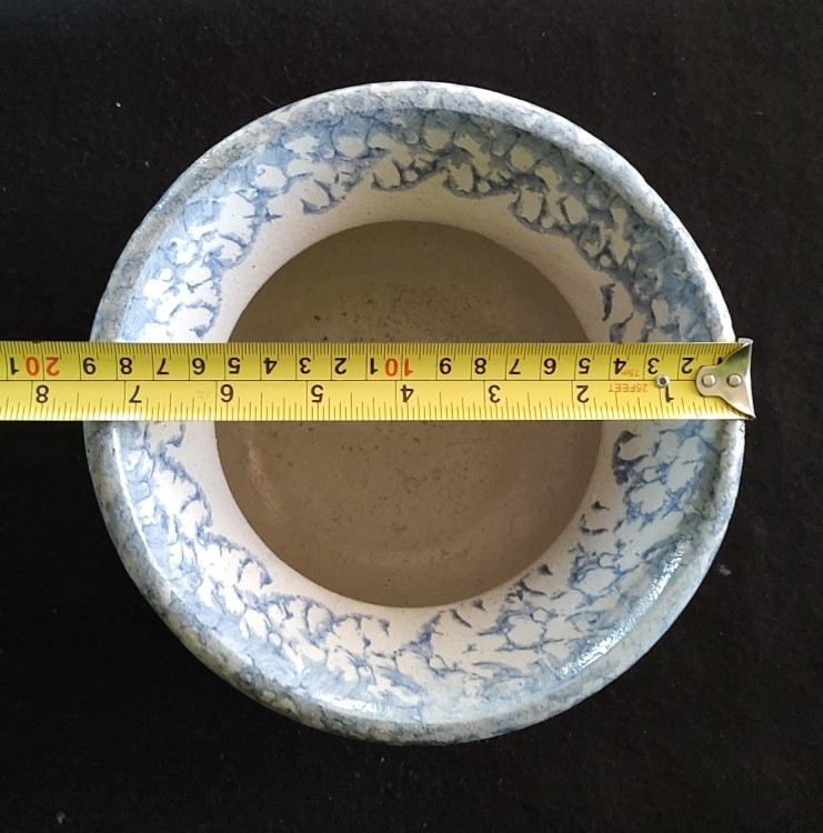 Vintage Blue and White Stoneware Spongeware Spittoon Cuspidor Stoneware – AS-IS
