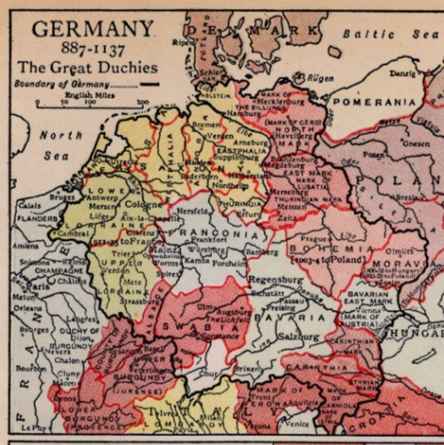 Germany Historical Maps 887–1500 Holy Roman Empire Antique Map 1900s