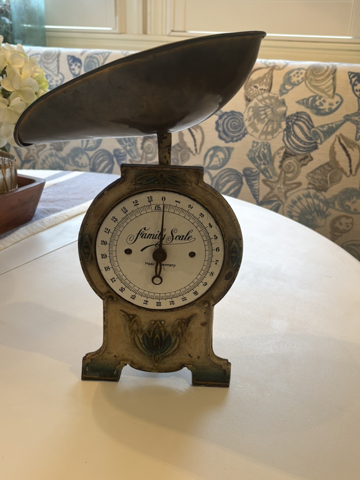 Antique Porcelain Scale Heavy cast iron German made art nouveau detail