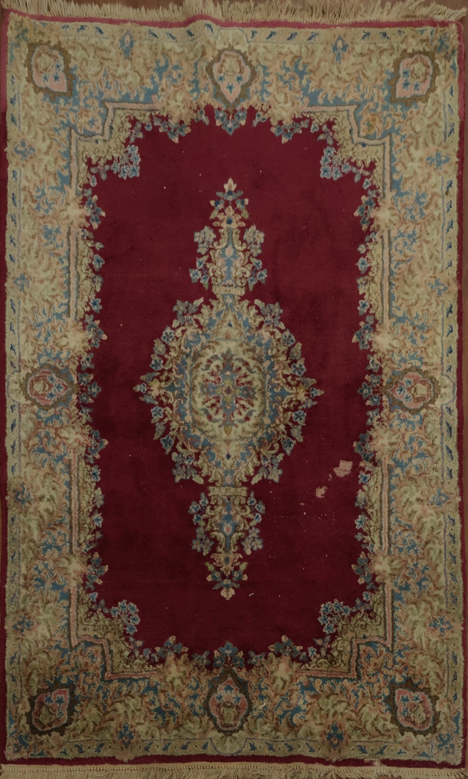 Classic Burgundy Semi-Antique Rug 4×7 Wool Hand-knotted Traditional Carpet