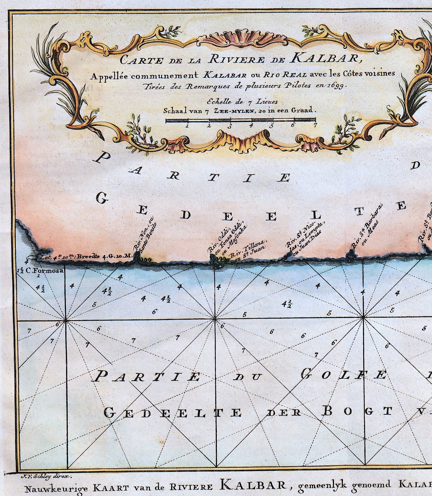 NIGERIA CALABAR “Nauwkeurige Kaart van de Riviere Kalbar” 1760 J. van der Schley