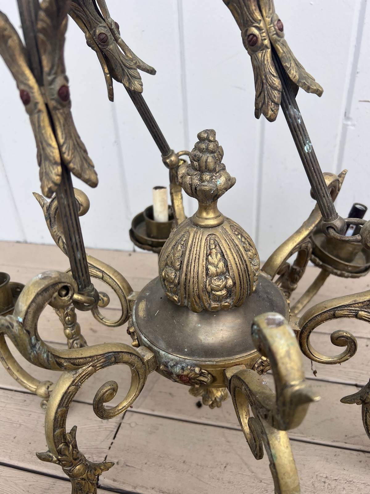 Vintage brass Large chandelier light Hollywood Regency Castle Victorian Spanish