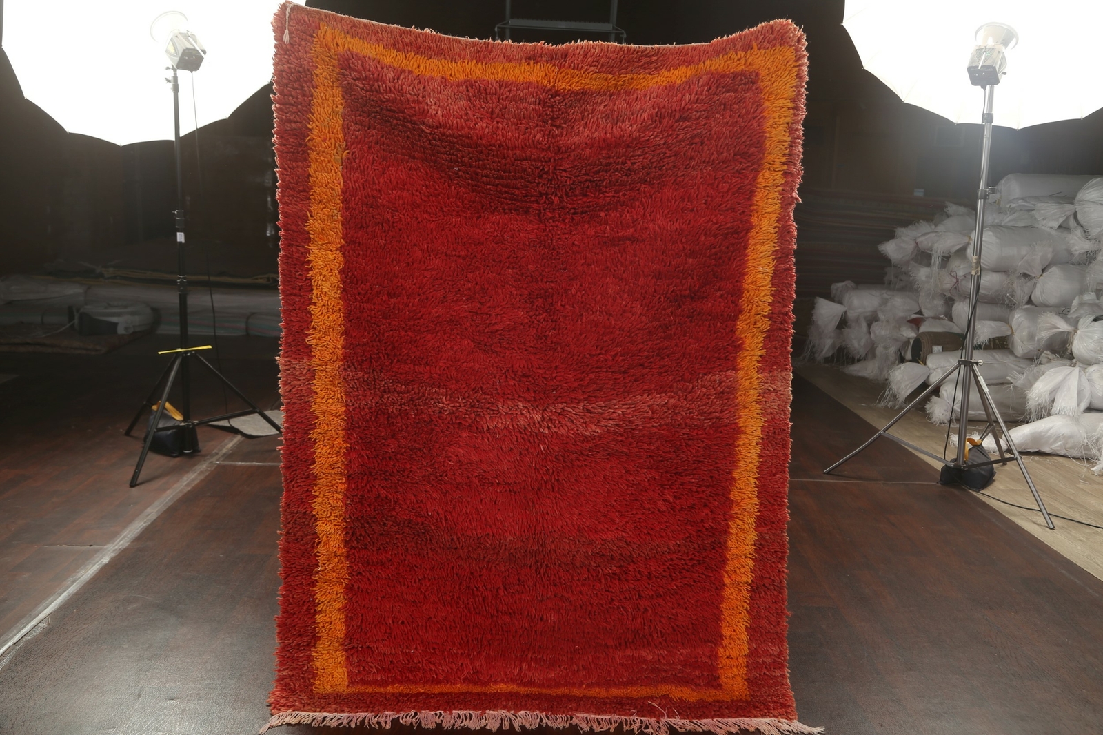 Vintage Bordered Berber Moroccan Oriental Area Rug Hand-Knotted Plush Wool 5’x6′