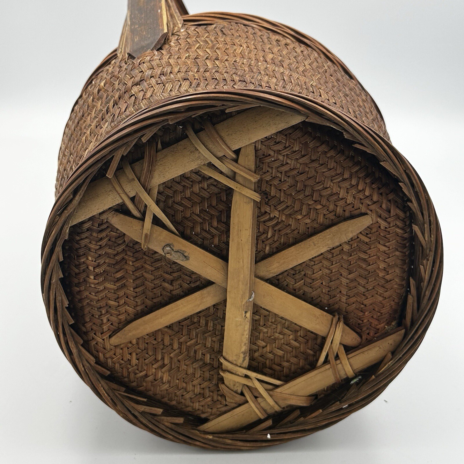 Antique Chinese WEDDING BASKET Woven Bamboo