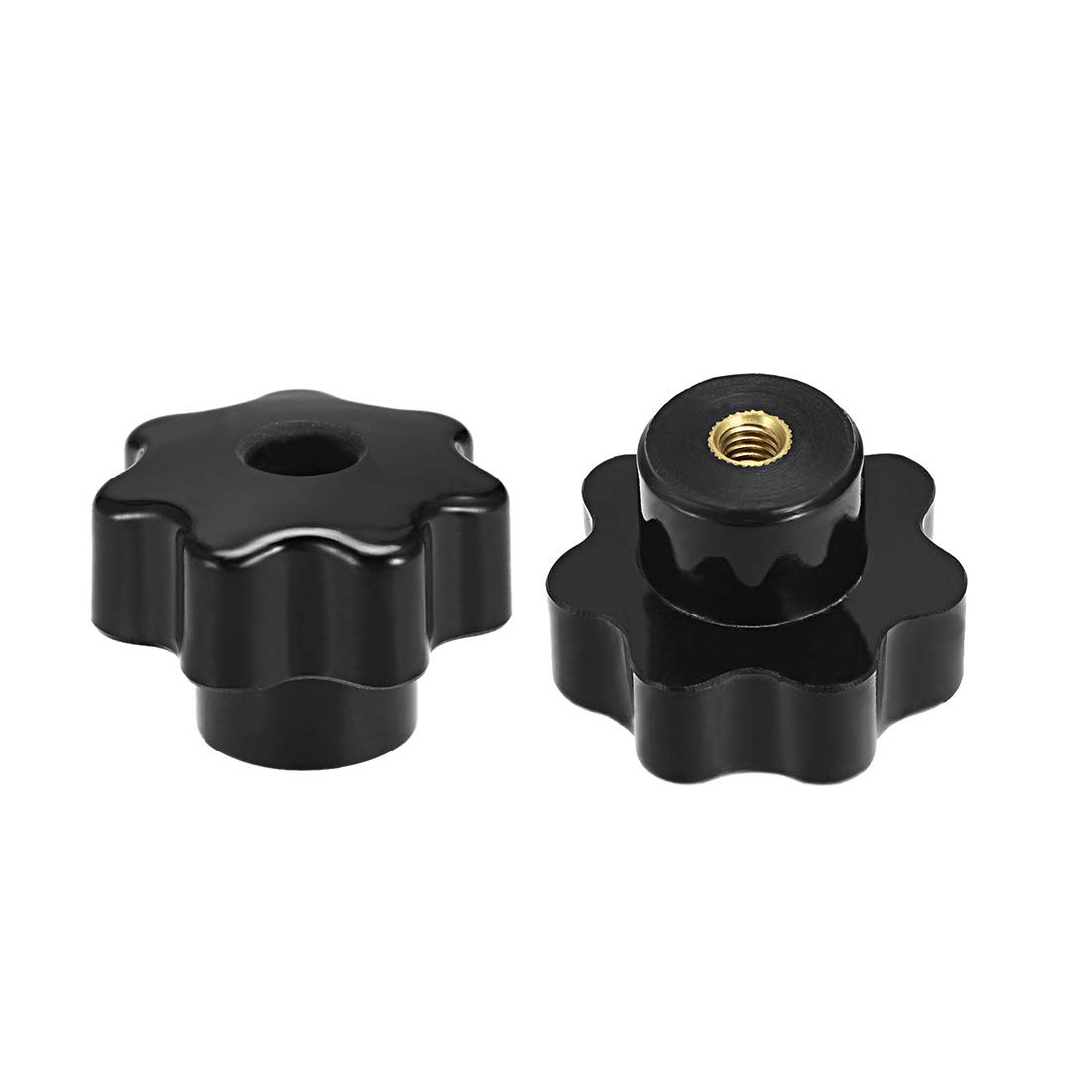 uxcell 2pcs Star Knobs M8 Metric Female Thread 39mm 7-Point x 39mm, Black