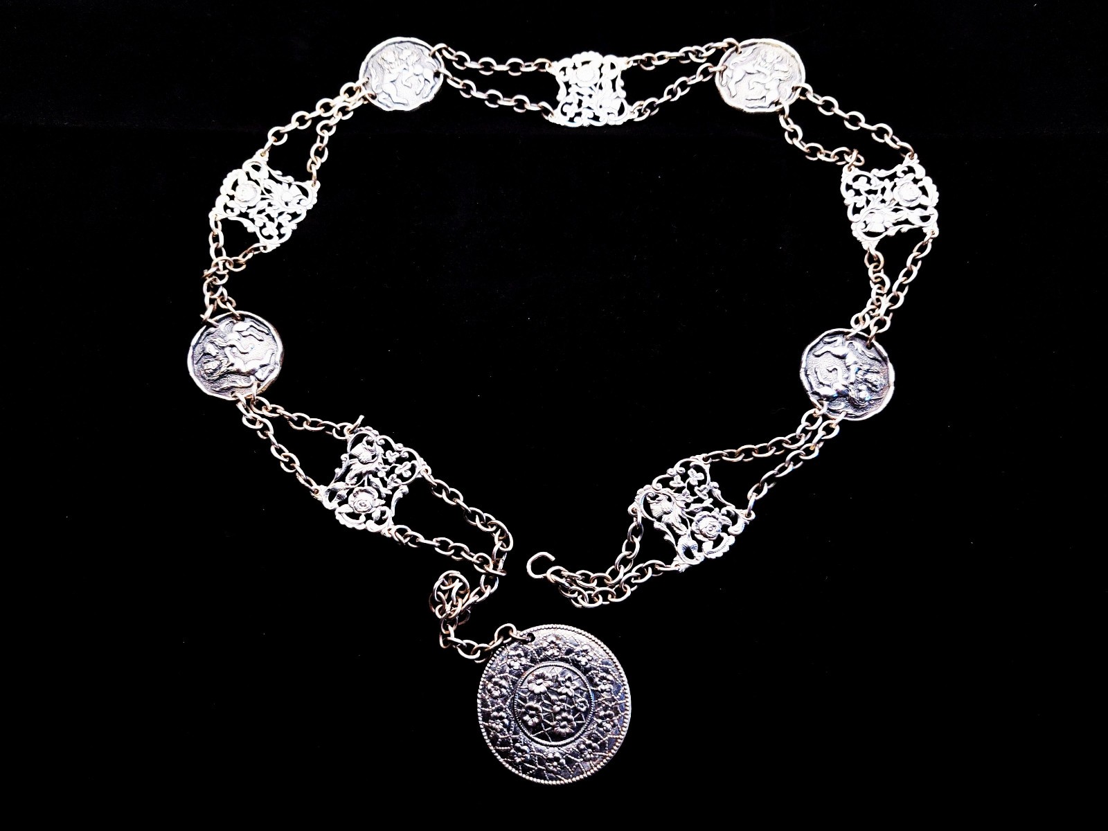 Antique Silver Plated 30 inch Ladies Dress Belt Probably Dutch