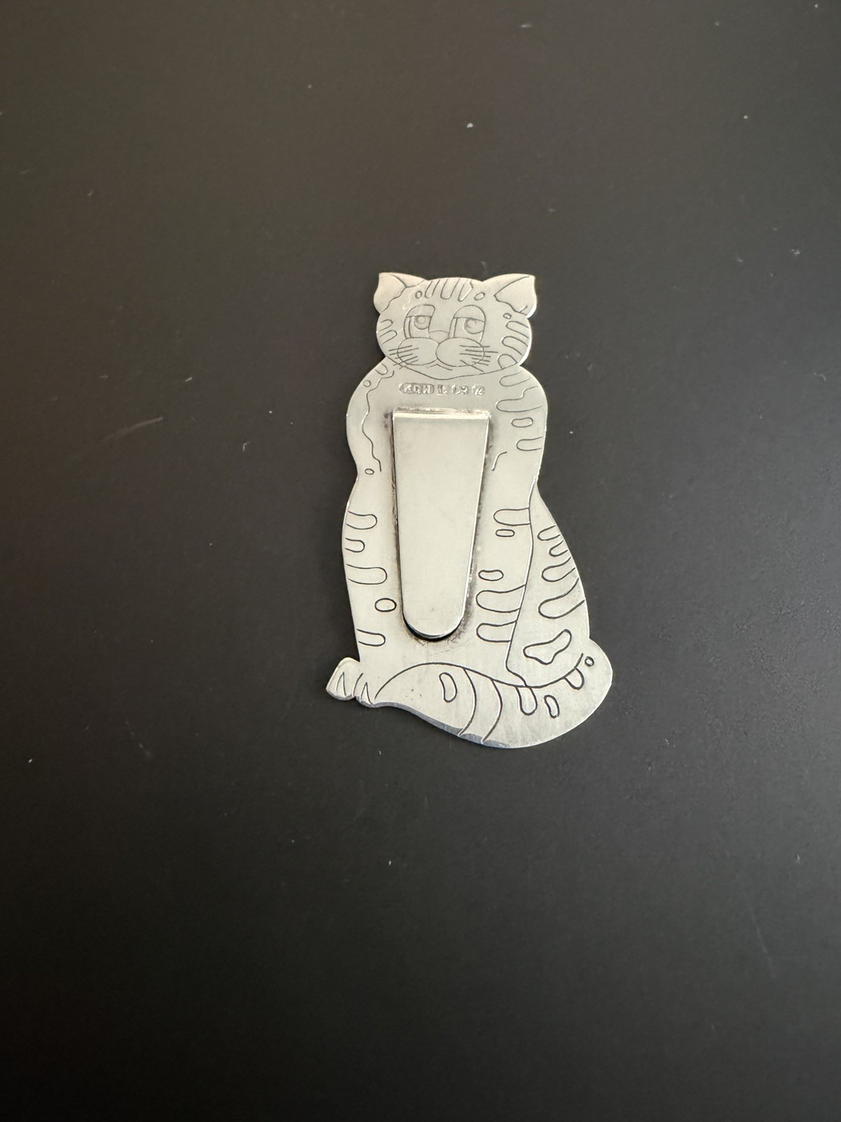 Vintage Solid Silver Cat Bookmark Harrison Brothers 1991