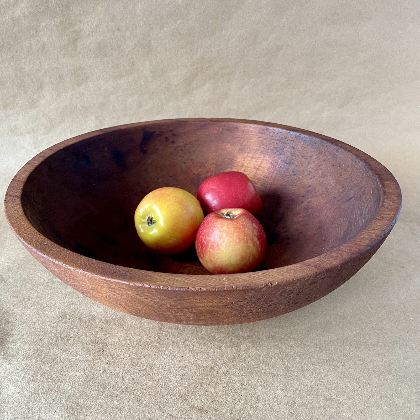 Large Antique Munising Woodenware Dough Bowl 13″ Oval Hand Turned Wood Farmhouse