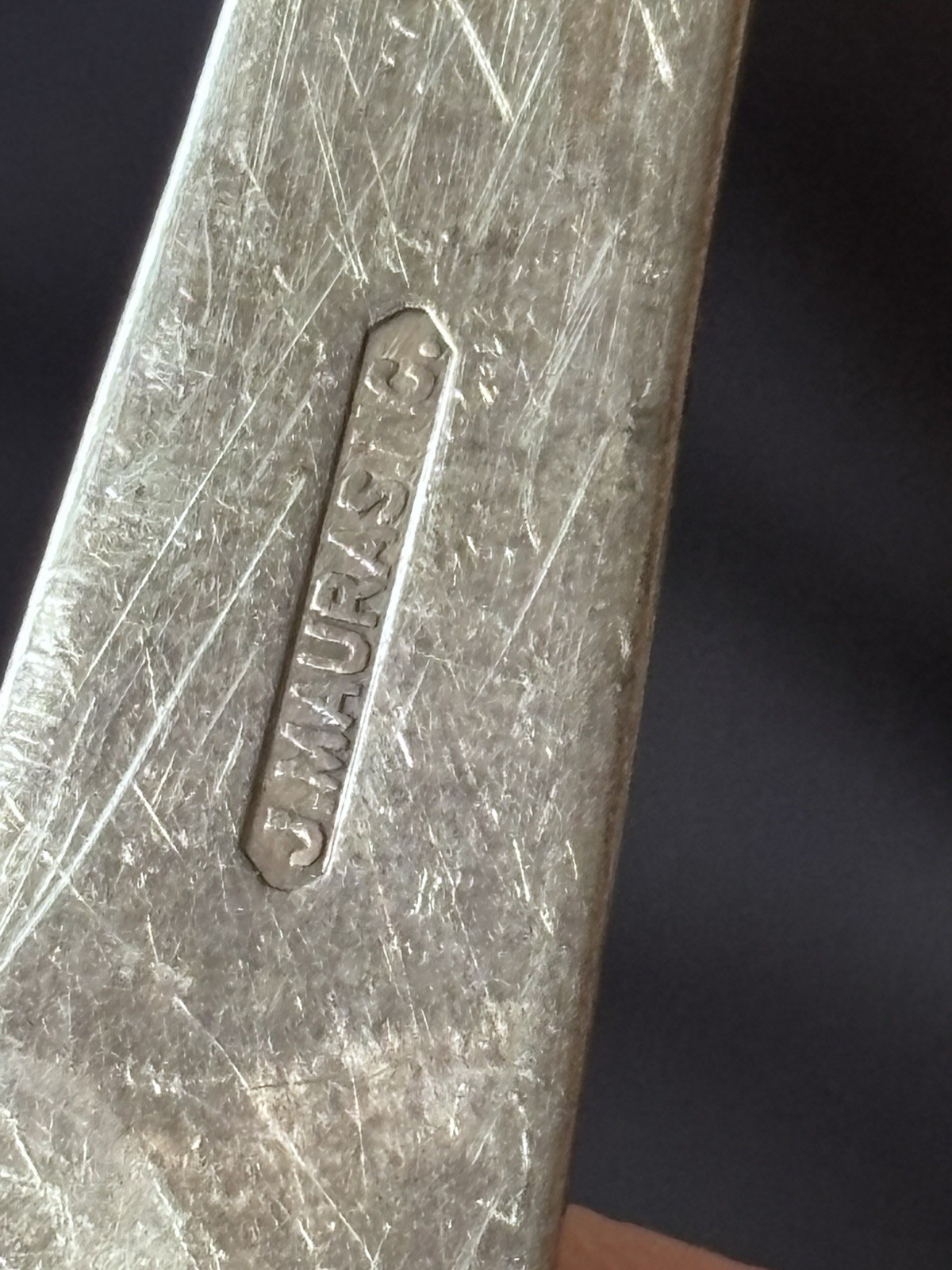 Antique J. Mauras & Co. 9.5″ Solid Silver Cold Meat Serving Fork 79g Pierced