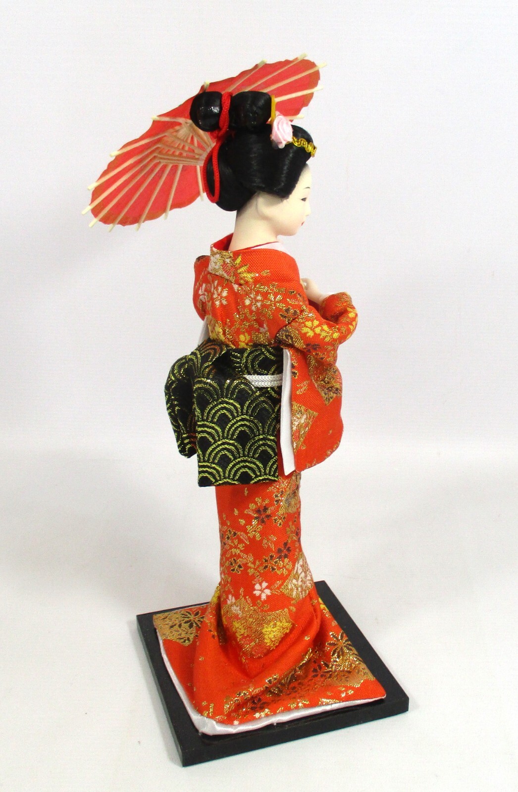 Vintage Zhong Yi Fang Japanese Geisha Doll with Parasol 33cm in Original Box