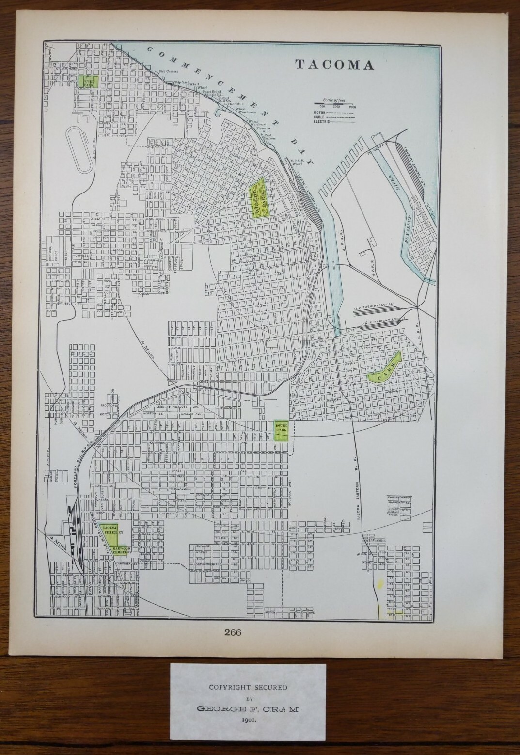 Vintage 1902 TACOMA WASHINGTON Map 11″x14″ ~ Old Antique Original VASHON ISLAND