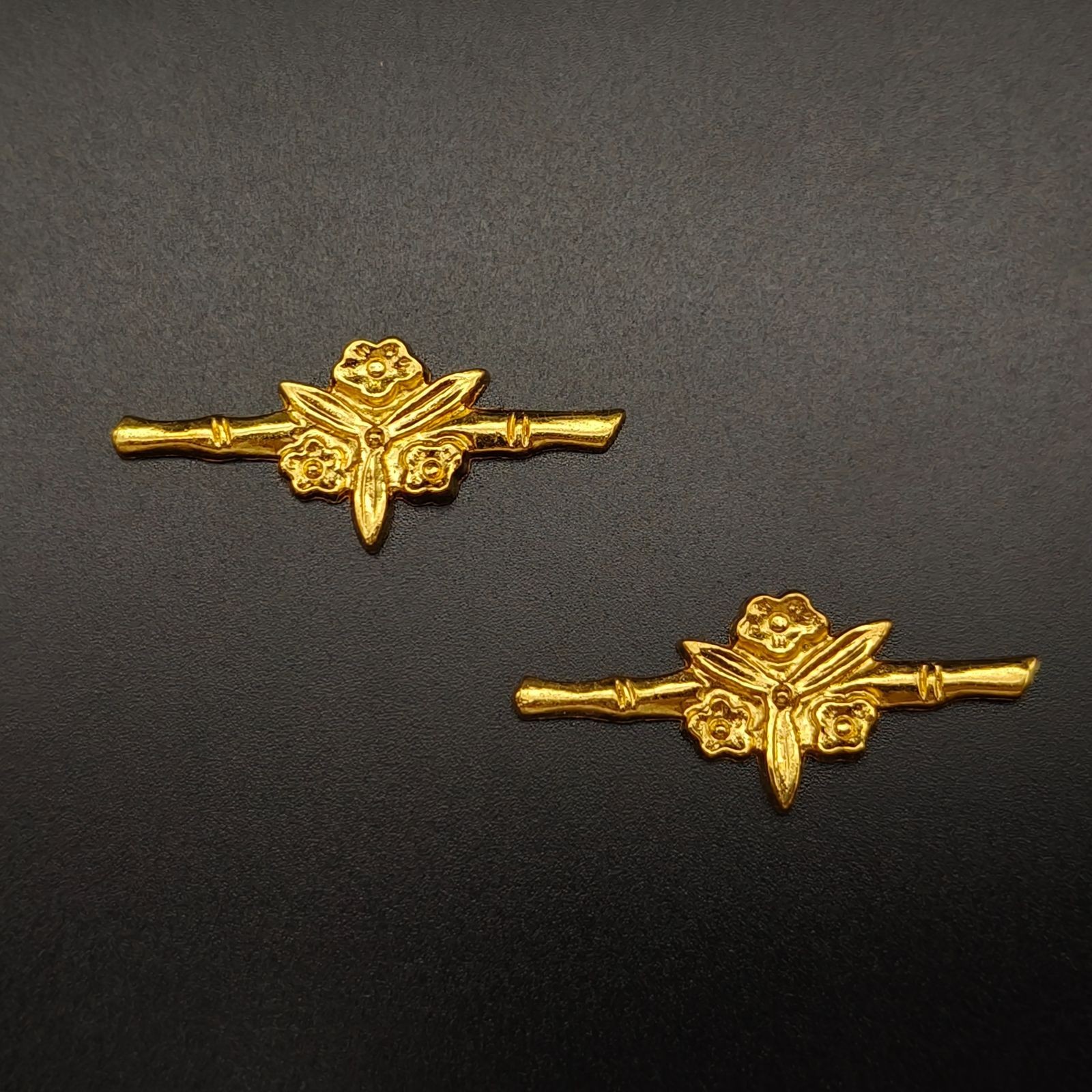 Japanese Menuki Sword Fitting Katana Antique bamboo cherry blossom gold MJ44 all