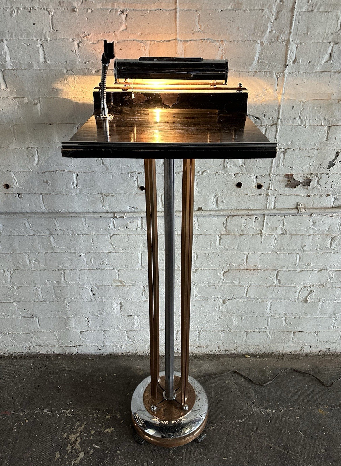 Art Deco Podium Antique Host Stand Chrome Brass Church Funeral Victorian Speaker