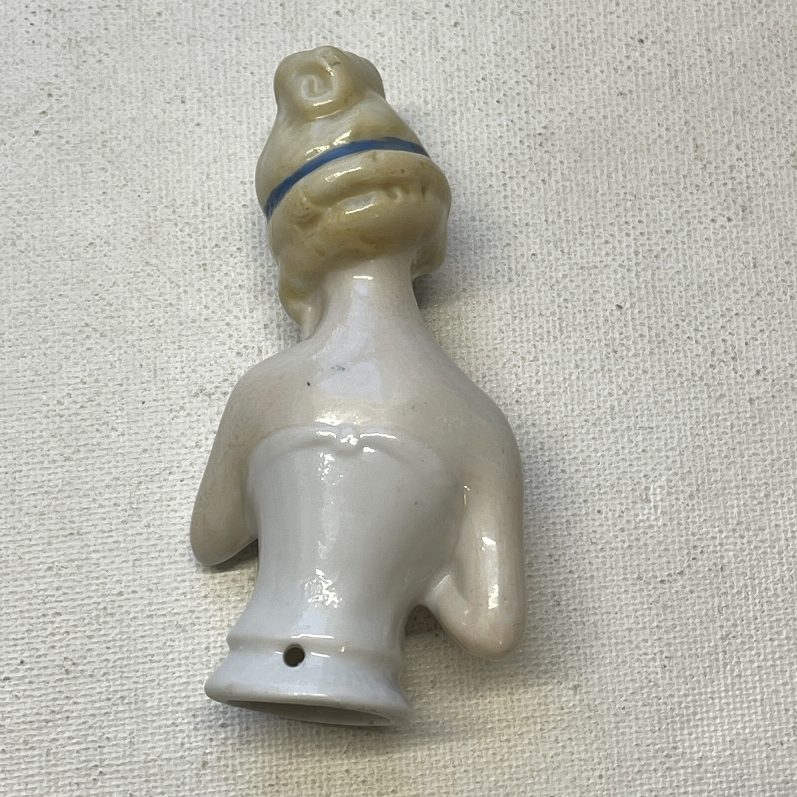 Art Deco Germany Half Doll Flapper Fan Porcelain Pin Cushion Figurine 3.25″