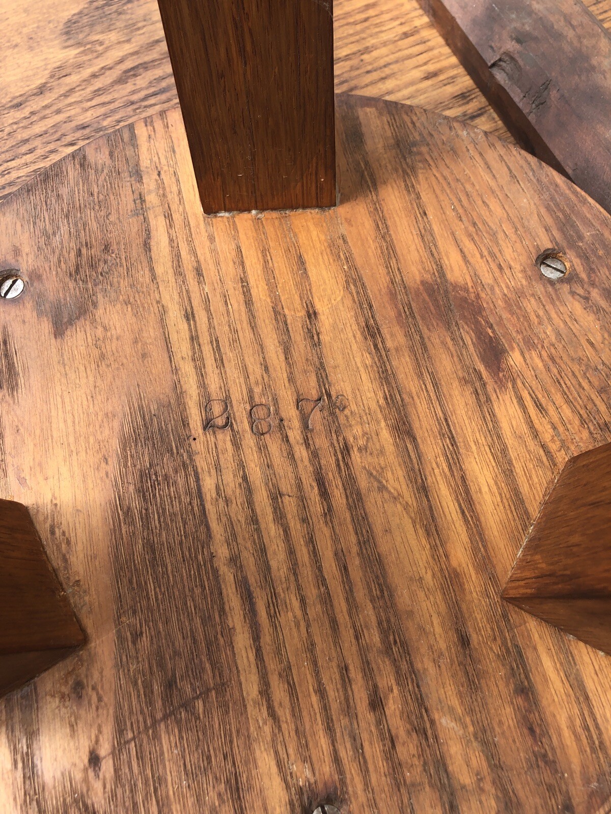 Unusual Antique Round Oak Plant Table 26 1/2” X 26 1/2”