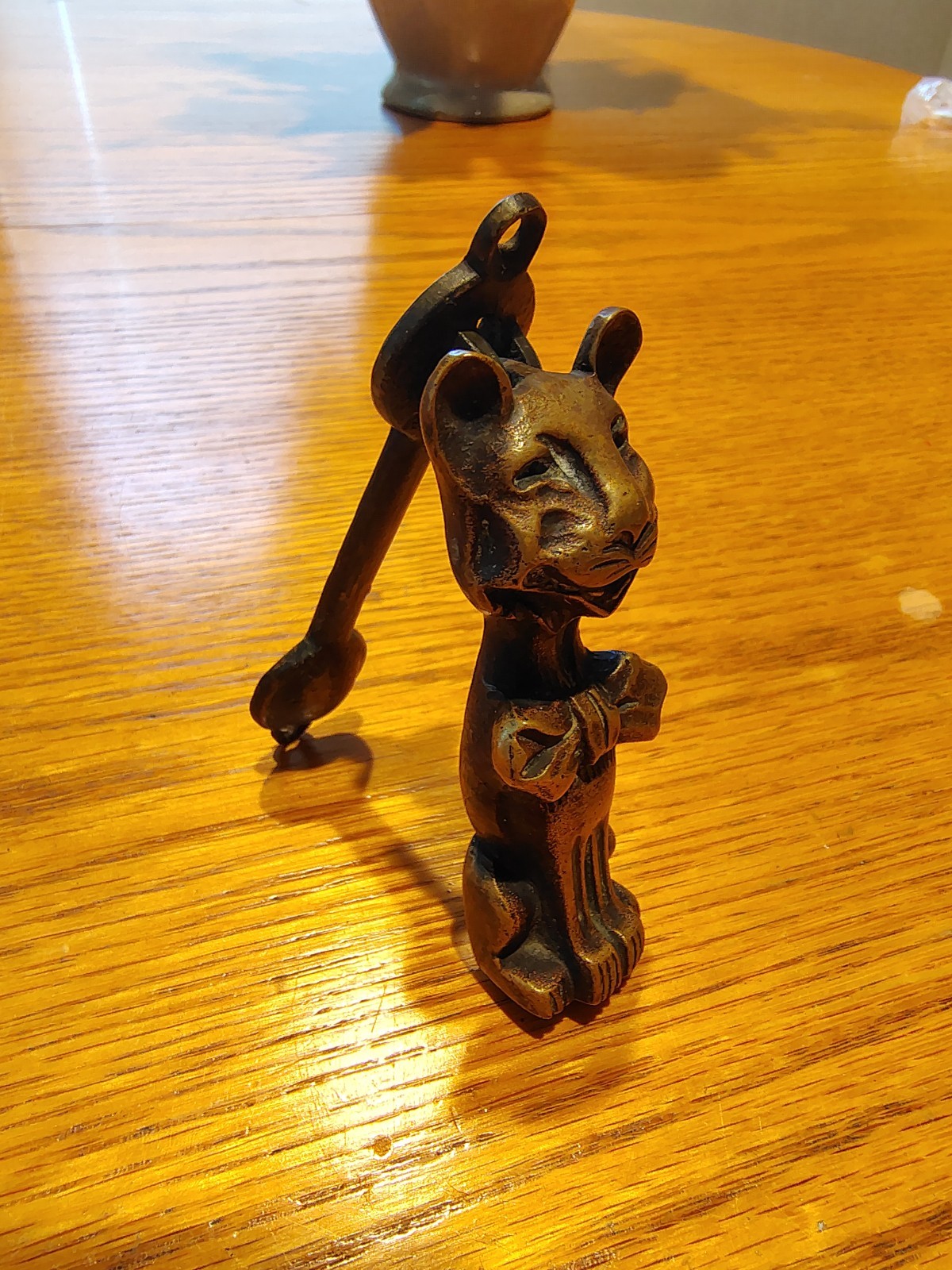 Antique Solid Brass Cheshire Cat Door Knocker. French. C. 1920. 3 3/4″