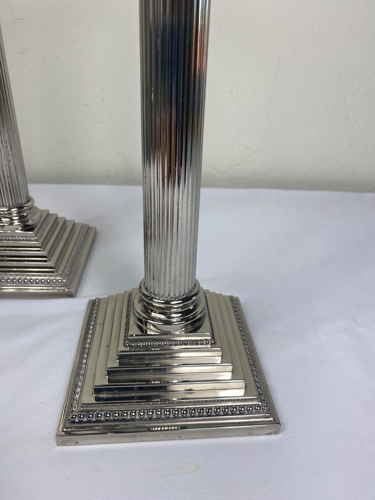 Vintage Godinger silver plated Candlesticks set 3 Adam Style Art Deco England