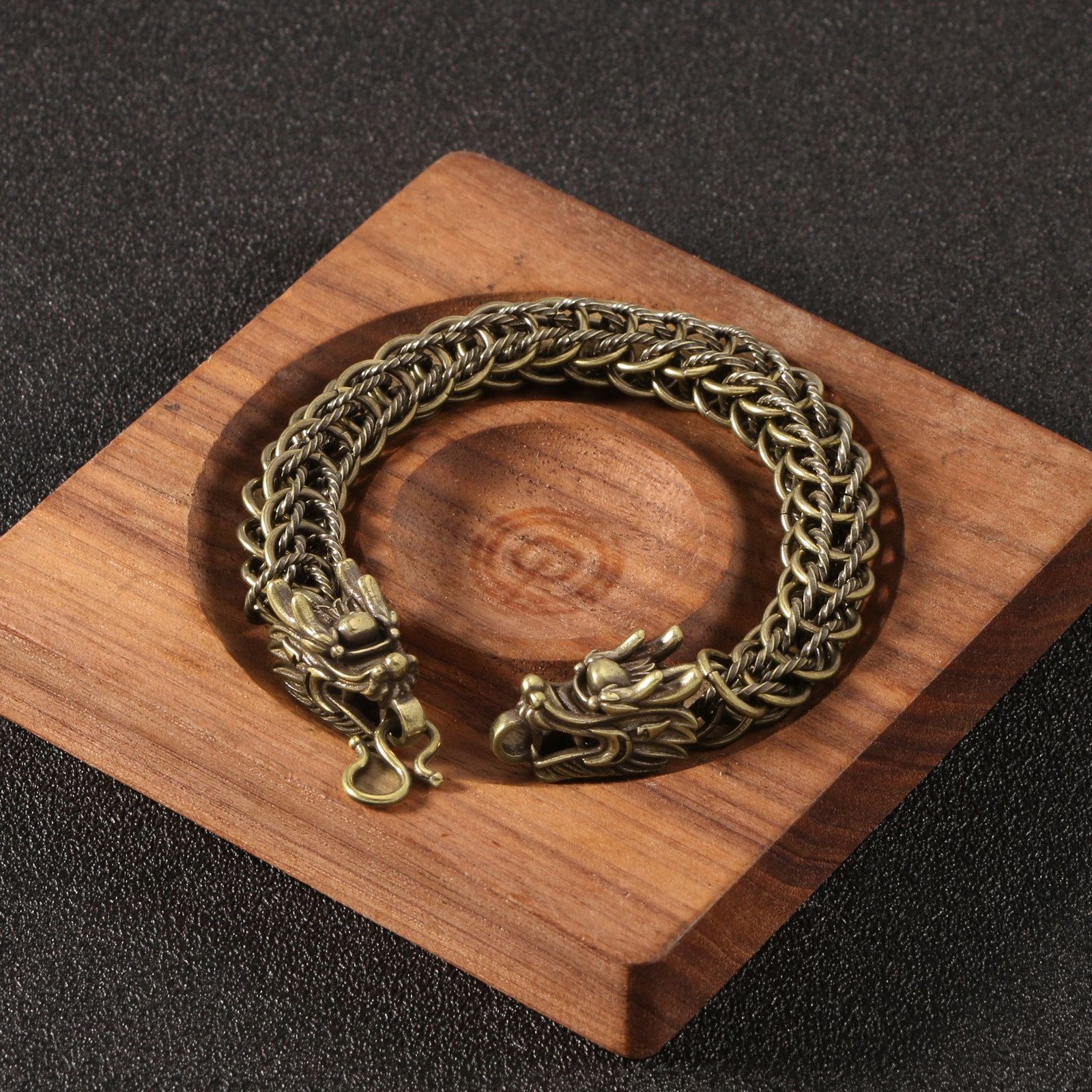 Men Women Metal Bangle Vintage Style Zodiac Dragon Bracelet Handcrafted Jewelry