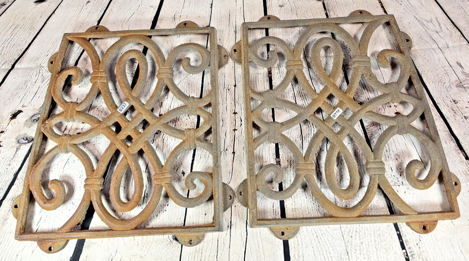 Antique Cast Iron Architectural Grate Mirror Pair Symmetrical M & #2 Marks 14×11