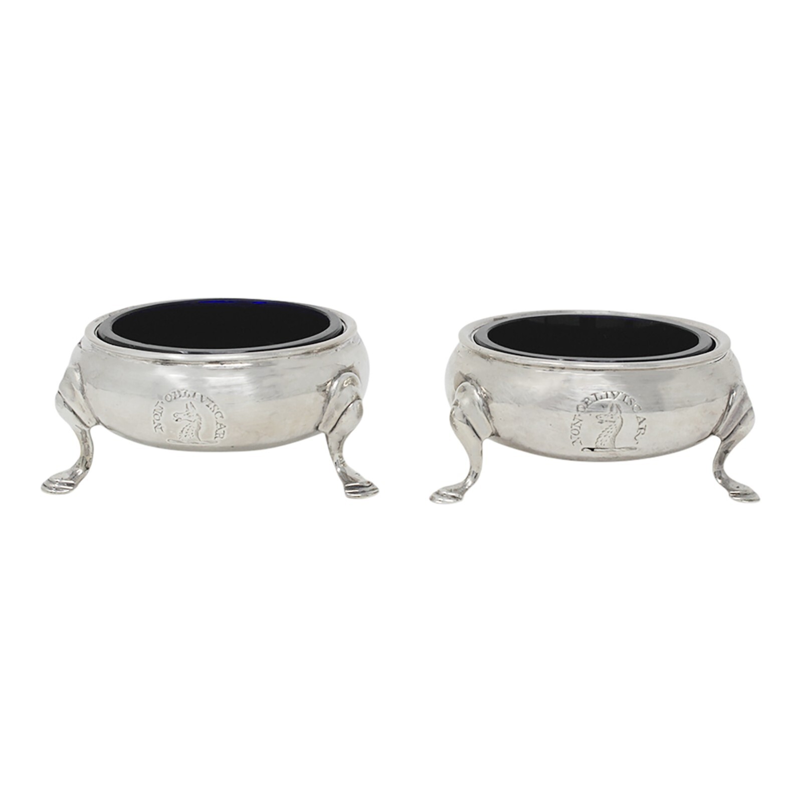 1748 Antique George II Era Set Pair Sterling Silver Salts Pots (SL52-)