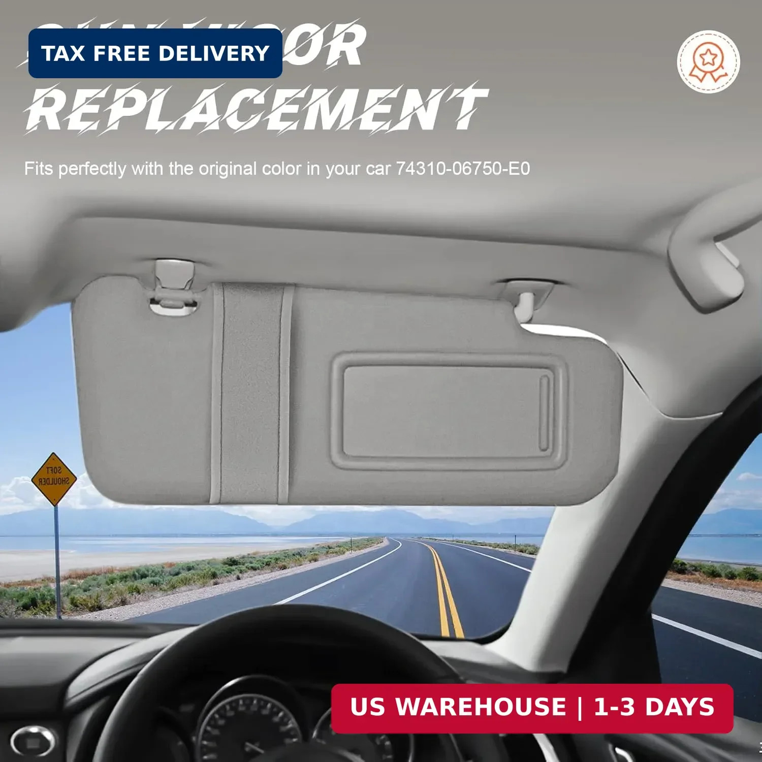 Gray Passenger Right Side Sun Visor Replacement Compatible with 2007 2008 2009 2