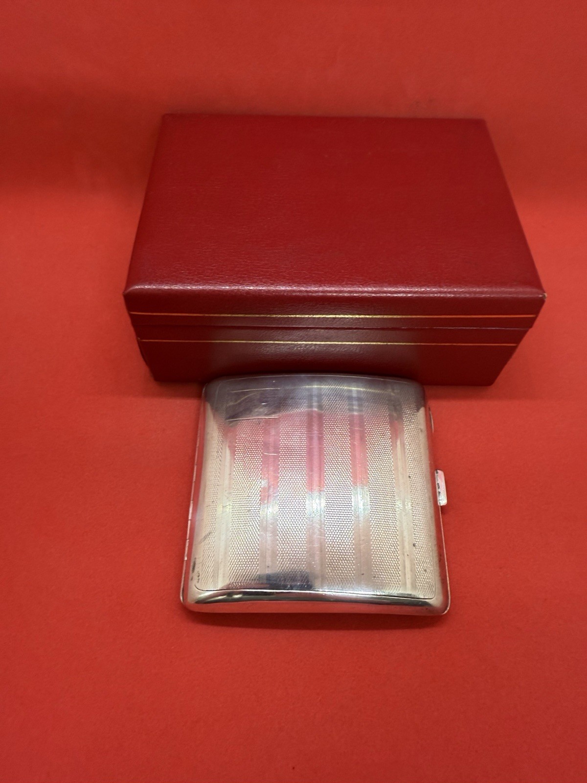 Antique Solid Silver Cigarette Case Box Birmin 1925 William Neal No Scrap 90.3gr
