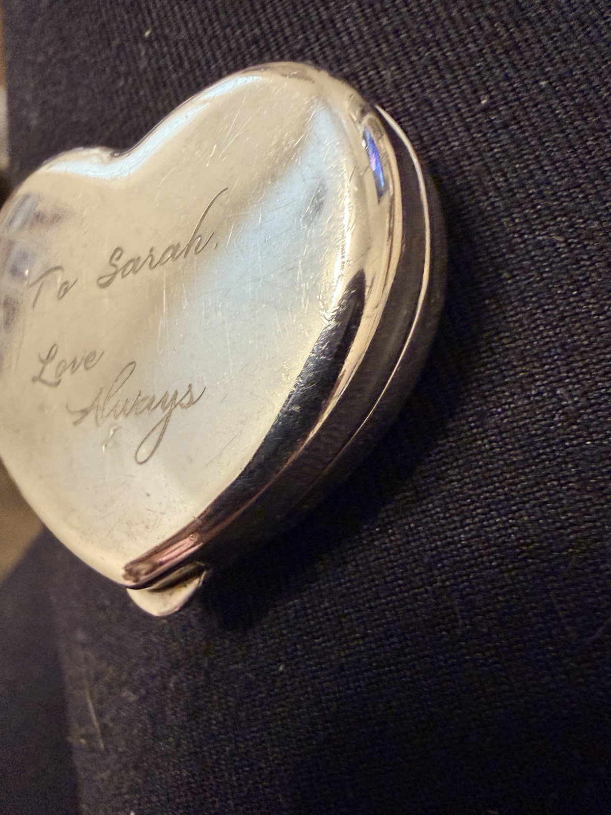 Authentic Tiffany & Co. Sterling Silver Heart Pill Box 1.5” Engraved Vintage