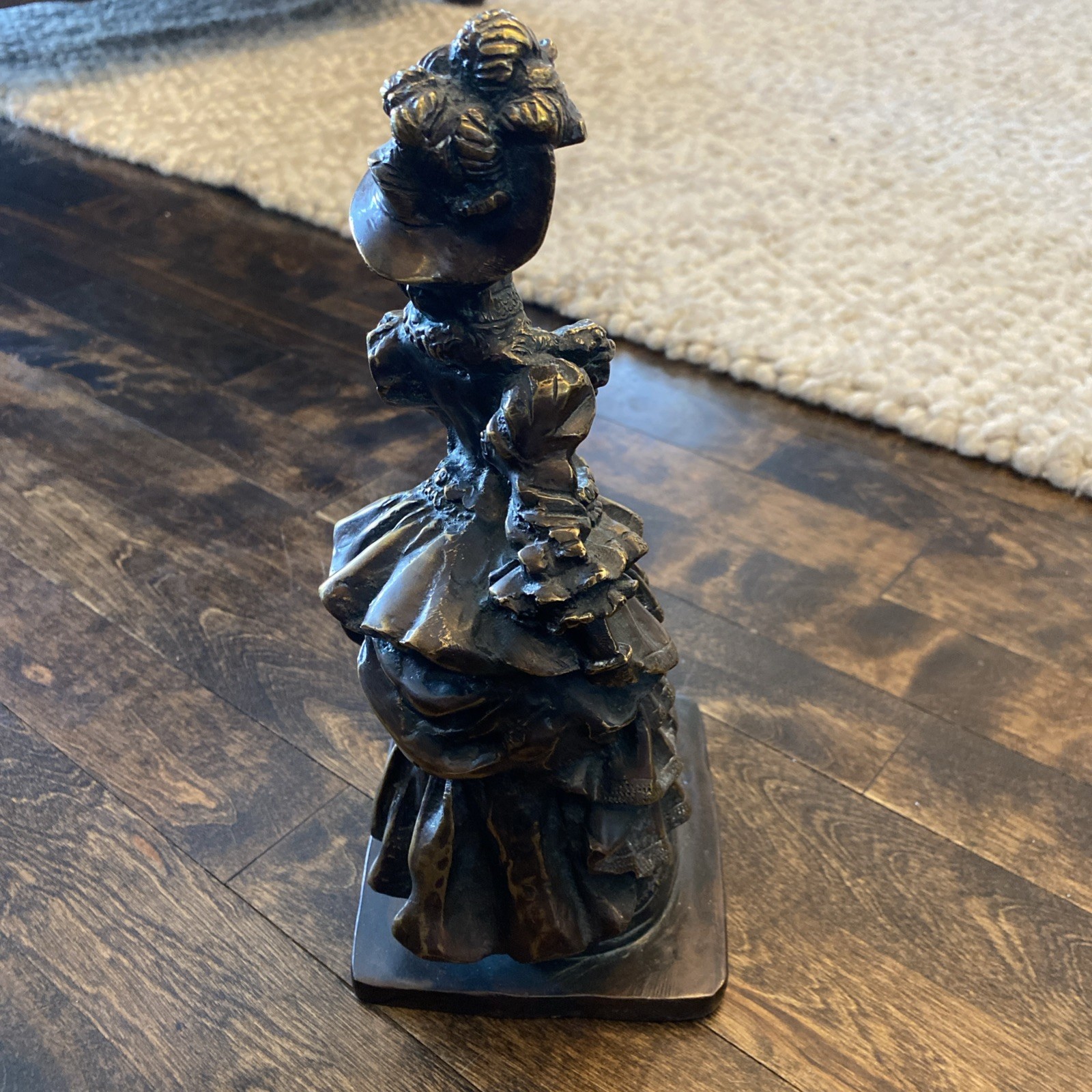 Brass Figurine Vintage Victorian Lady – Dress / Guestbook 11 In Tall Heavy Solid