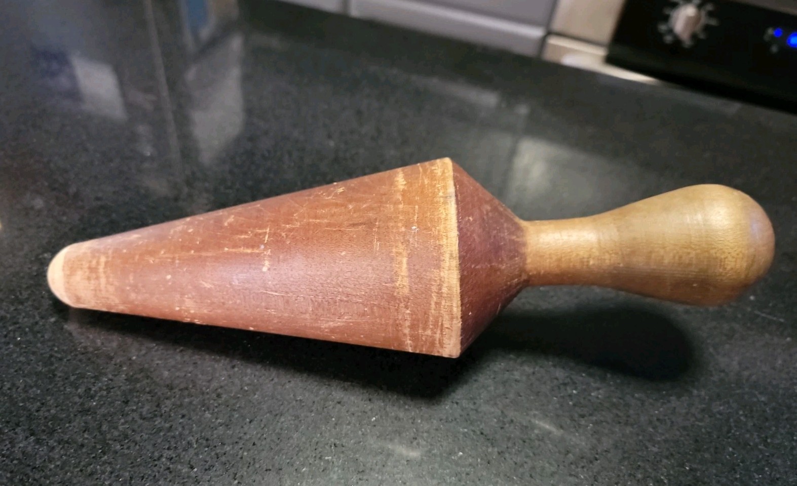 Vintage MCM Mid Century 11″ Wooden Pestle Cone Shaped Food Mill Masher Canning