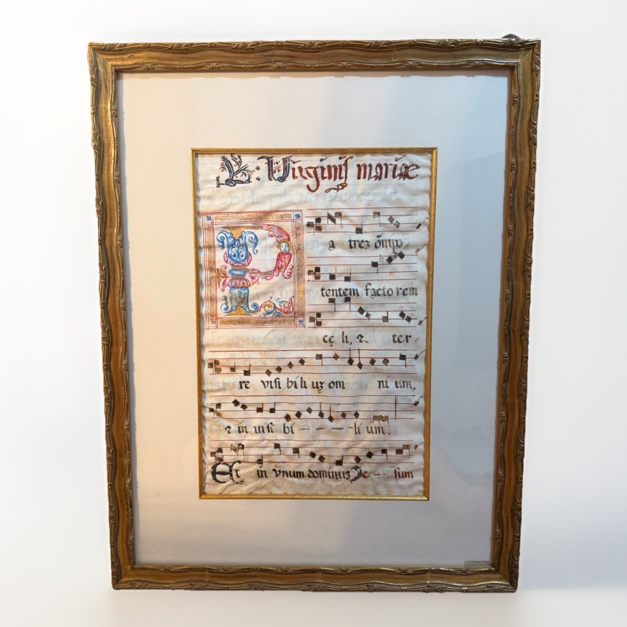 Illuminated Manuscript Leaf Spain Circa 1450 “Virgini Mariae” Virgin Mary 1/1