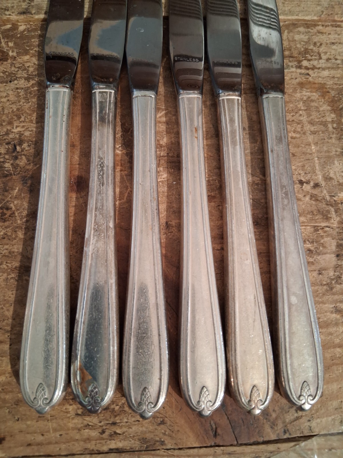 Oneida Prestige Silverplate Dinner Knife Longchamps Chaumont 1935 Art Deco 6ea