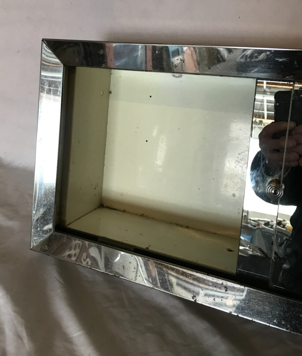 VTG 1960’s Deco Metal Chrome 11X24 Mirrored Recessed Cabinet Old 315-26B
