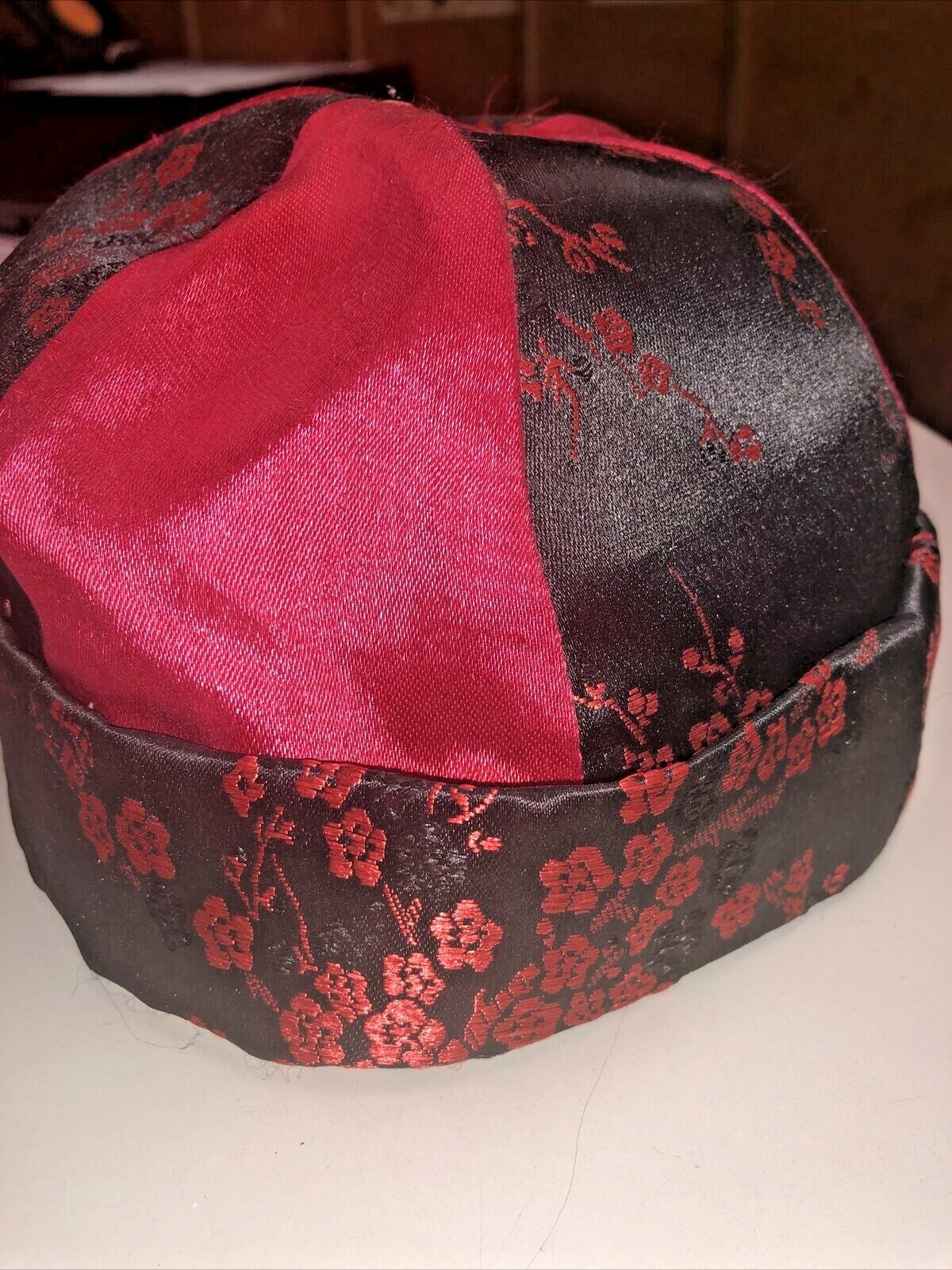 Vintage Chinese Child’s Ceremonial Hat – Red & Black Silk