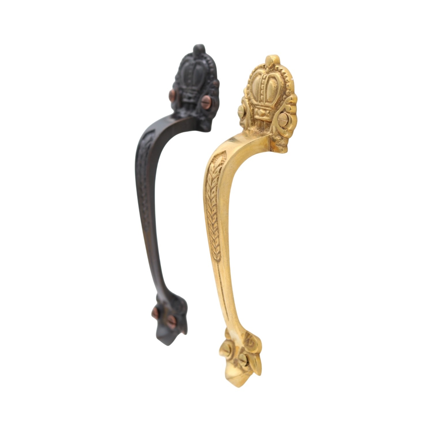 Solid Cast Brass in Oil Rubbed Bronze European Crown Door or Cabinet Pull