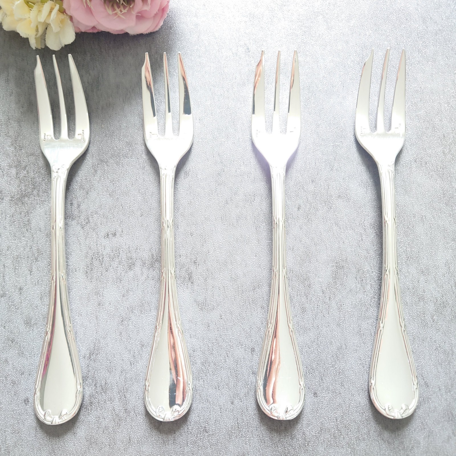 Christofle Rubans Silverplate Flatware Cake Fork 4pcs Excellent