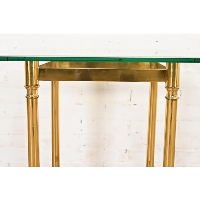 Labarge Hollywood Regency Brass Side Table With Hooved Feet, Circa 1960s