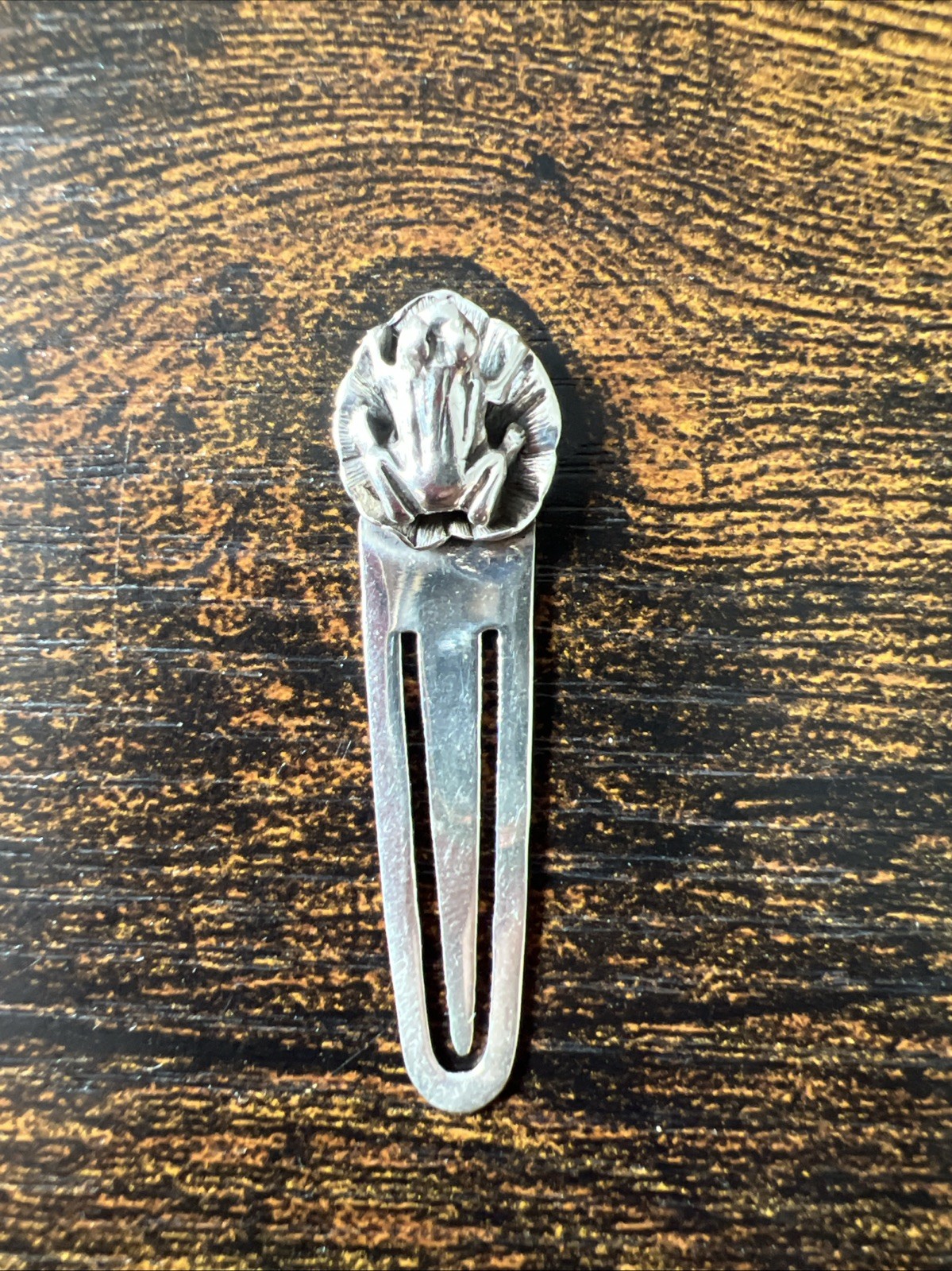 Sterling 925 Solid Silver Frog Toad Lily Pad Bookmark 5cm Booktok Beautiful Gift