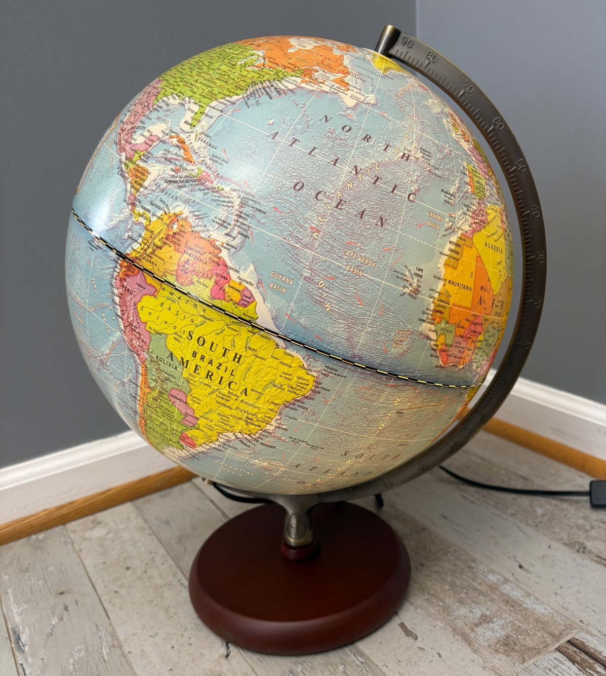 VTG Vintage Replogle World Nation Series Illuminated Globe Smooth Topography