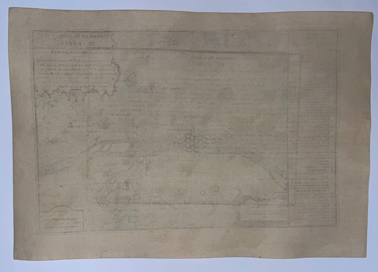 PARIS THIRD PLAN 1714 FRANCE NICOLAS DE FER RARE ANTIQUE CITY MAP 18TH CENTURY